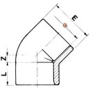 PVC Winkel 45° 2xIG  Innengewinde (1/2") 19,17mm