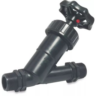PP Schrägsitzventil 3/4" Außengewinde 10bar Schwarz