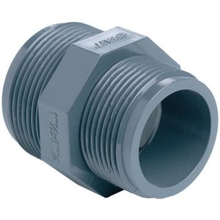 PVC Reduziernippel AG 1" x 3/8" Außengewinde 10bar Grau