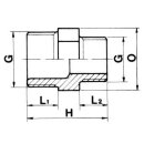 PVC Reduziernippel AG 1" x 3/8" Außengewinde 10bar Grau