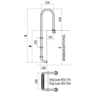Pool Einbauleiter 50 cm V2A 3 Stufen schmal