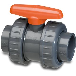 VDL Kugelhahn PVC-U 63 mm Klebemuffe 16bar Grau type DIL