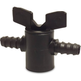 Absperrhahn PP 25/21,5mm Tülle 3bar Schwarz