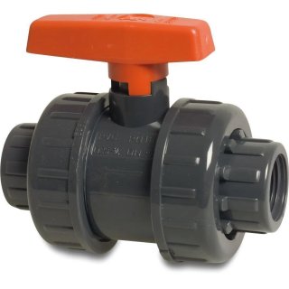 Kugelhahn PVC-U 1 1/2" Innengewinde 10bar DN40 Grau type AK