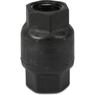 Rückschlagventil Federbelastet PA Glasfaserverstärkt 1 1/4" Innengewinde 8bar Schwarz type Amita