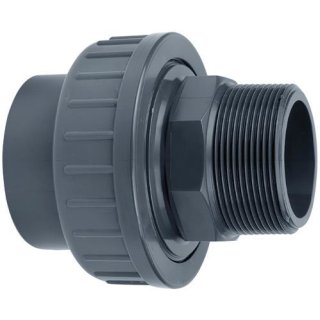 VDL Verschraubung PVC-U 1/4" x 10 mm Außengewinde x Klebemuffe 16bar Grau